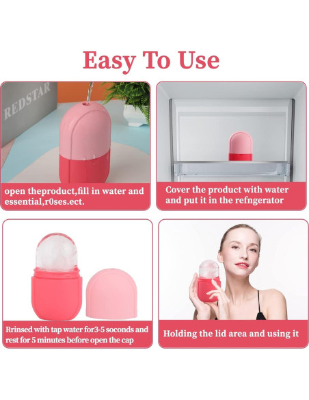 Rodillo de Hielo Facial Chefensty Ovalado Rosa - Cuidado de Piel