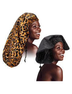 Gorro de Ducha Jumbo SATINIOR 2 Pcs Impermeable Leopardo