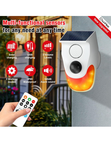 Alarma Solar Exterior ChunHee con Sensor de Movimiento 2 Pcs