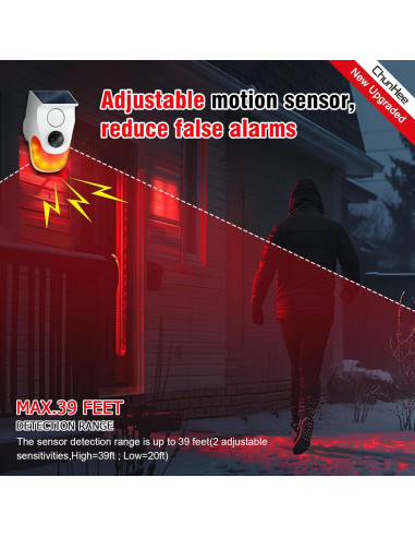 Alarma Solar Exterior ChunHee con Sensor de Movimiento 2 Pcs