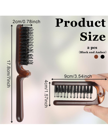 Cepillo Plegable de Cerda de Jabalí IANFAN - 2 Pcs Viaje