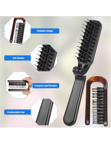 Cepillo Plegable de Cerda de Jabalí IANFAN - 2 Pcs Viaje