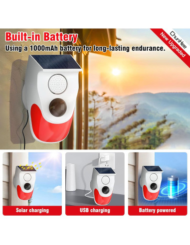 Alarma Solar Exterior ChunHee con Sensor de Movimiento 2 Pcs