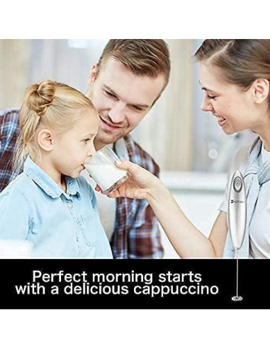 Batidor de Leche Eléctrico Portátil Zeattain - Acero Inoxidable