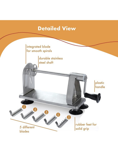 Espiralizador de Verduras Homarden Acero Inoxidable 5 Cuchillas