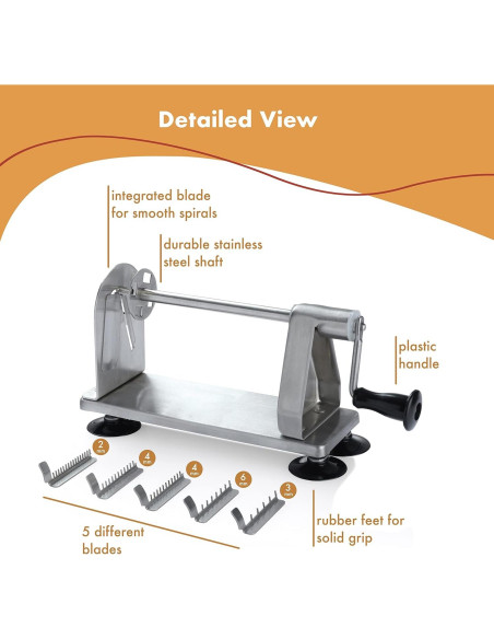 Espiralizador de Verduras Homarden Acero Inoxidable 5 Cuchillas