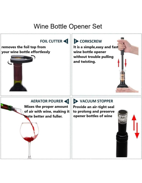 Abridor de Botellas de Vino Hansengter con Cortador y Vierte Vino