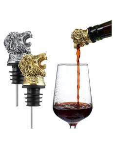 Vertedor de Vino con Cabeza de León - Accesorios de Vino 11cm