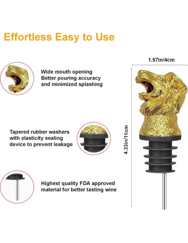 Vertedor de Vino con Cabeza de León - Accesorios de Vino 11cm