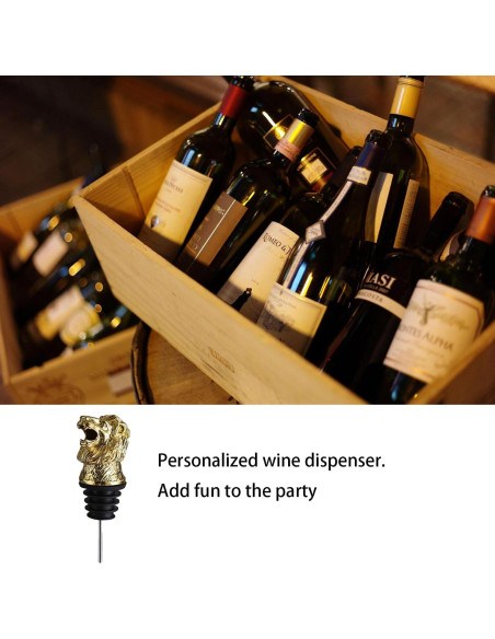 Vertedor de Vino con Cabeza de León - Accesorios de Vino 11cm