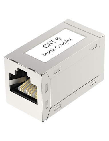 Acoplador Ethernet VCELINK RJ45 Hembra a Hembra CAT6 Plata