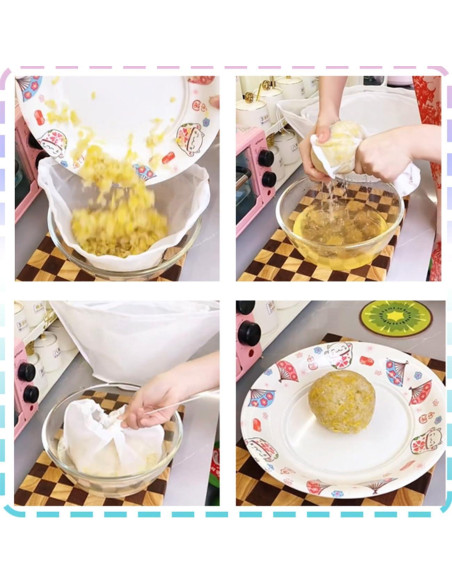 6PCS Bolsa de Nylon Reutilizable para Relleno de Queso MTZK