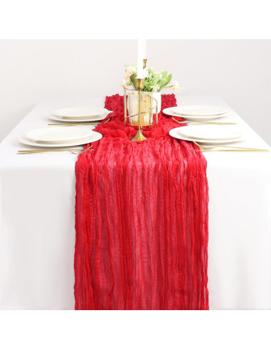 Caminito de Mesa de Gasa Rojo 2 Paquetes 35x120 cm