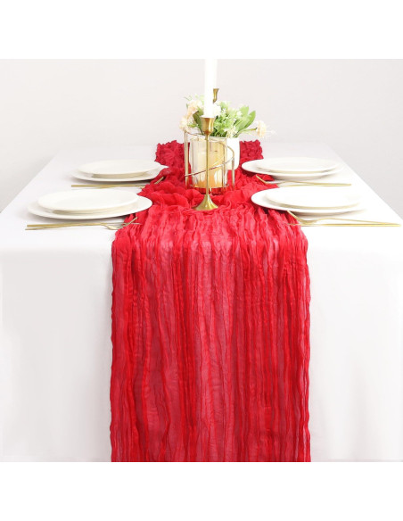 Caminito de Mesa de Gasa Rojo 2 Paquetes 35x120 cm