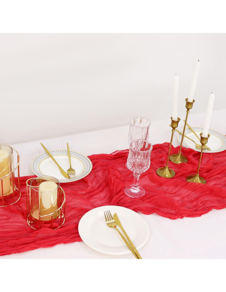 Caminito de Mesa de Gasa Rojo 2 Paquetes 35x120 cm