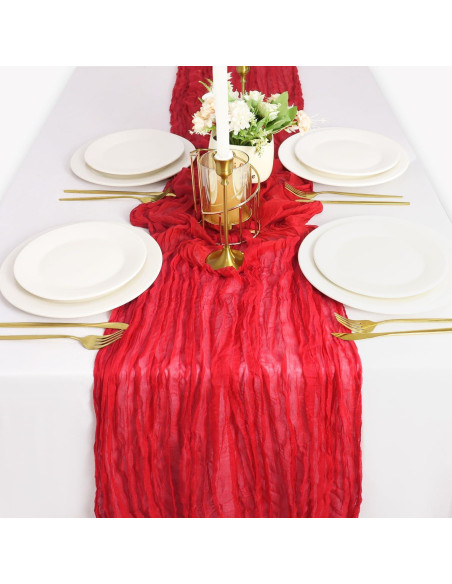 Caminito de Mesa de Gasa Rojo 2 Paquetes 35x120 cm