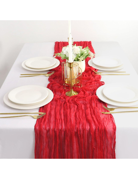 Caminito de Mesa de Gasa Rojo 2 Paquetes 35x120 cm