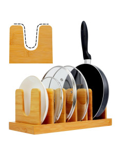 Organizador de Tapas de Olla MinBoo de Bambú, Soporte para Cocina