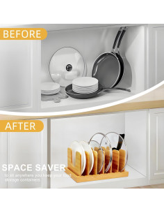 Organizador de Tapas de Olla MinBoo de Bambú, Soporte para Cocina 2