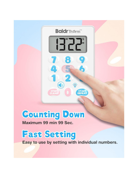 Temporizador Digital BaldrTherm Magnético Impermeable Rosa