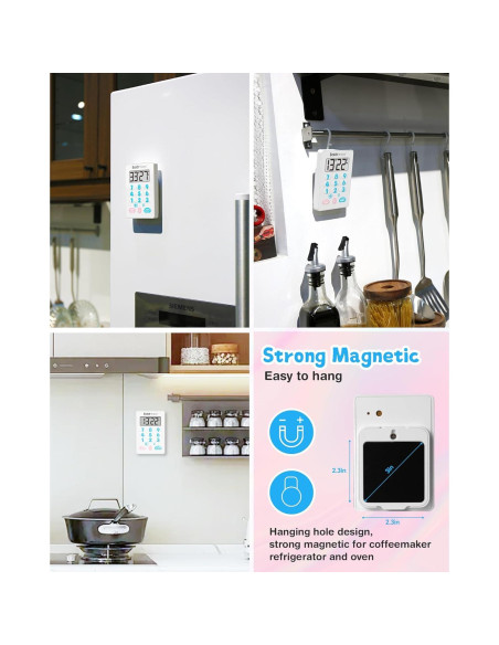 Temporizador Digital BaldrTherm Magnético Impermeable Rosa