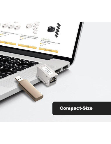 Acoplador Ethernet VCELINK RJ45 Hembra a Hembra CAT6 Plata