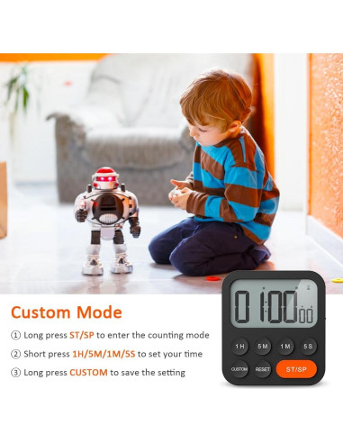 Temporizador Digital LIORQUE con Alarma Fuerte y Pantalla Grande