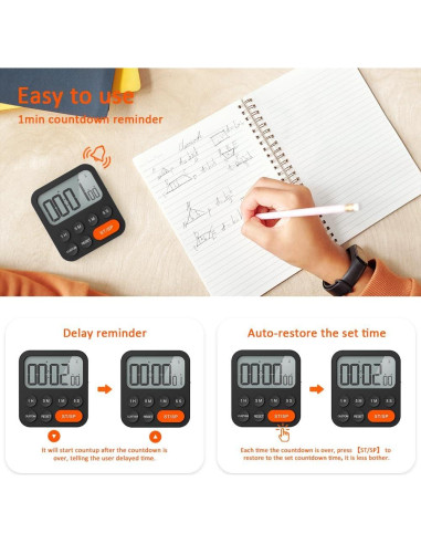 Temporizador Digital LIORQUE con Alarma Fuerte y Pantalla Grande