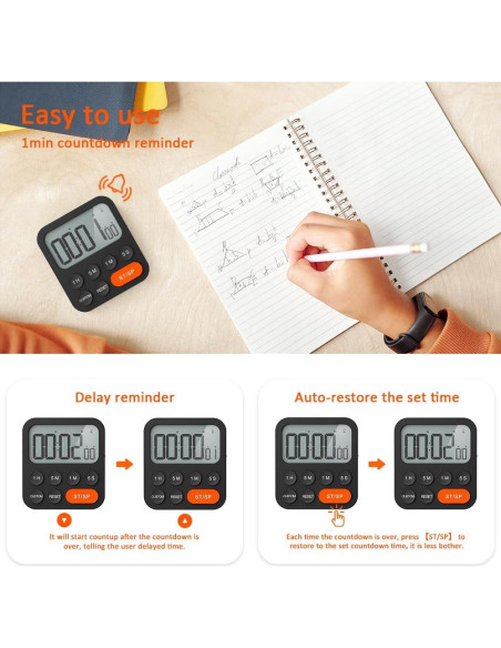 Temporizador Digital LIORQUE con Alarma Fuerte y Pantalla Grande