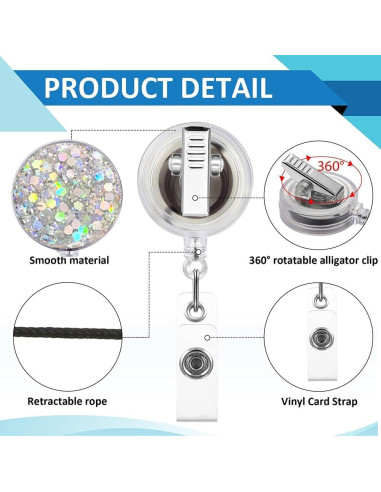 Paquete de 10 Sujetadores de Insignias Retráctiles FadyRaye