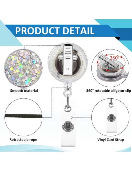 Paquete de 10 Sujetadores de Insignias Retráctiles FadyRaye