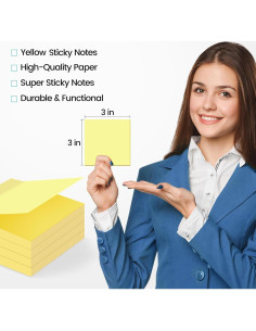 Notas Adhesivas Amarillas YEECOK 7.62x7.62 cm 24 Pzas 2