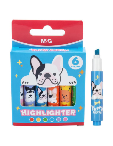 Mini Marcadores Fluorescentes M&G - Paquete de 6 Colores Chisel