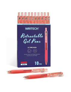 Bolígrafos de Gel Retráctiles WRITECH Set de 10 Tinta Roja 0.7mm
