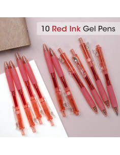Bolígrafos de Gel Retráctiles WRITECH Set de 10 Tinta Roja 0.7mm 2