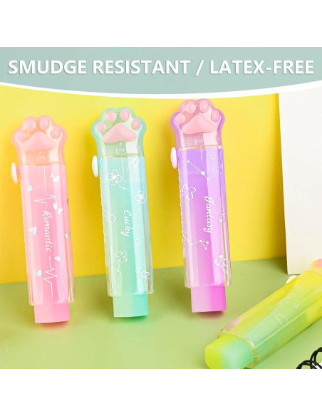 Borradores Retráctiles Kawaii PANDENNER - 4 Piezas Gradiente