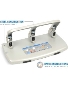 Perforadora de papel CARL HC-340 metálica 3 agujeros 40 hojas 2