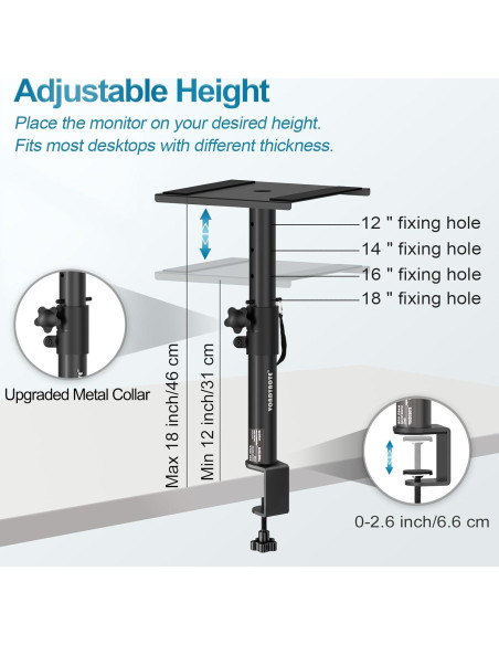 Juego de 2 Soportes de Monitores Vondynote Altura Ajustable 31-46 cm