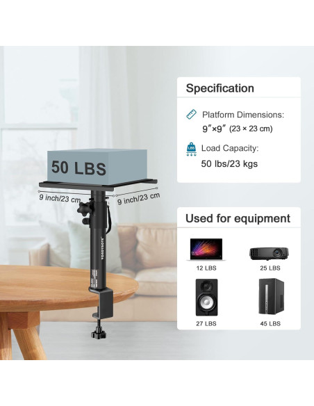 Juego de 2 Soportes de Monitores Vondynote Altura Ajustable 31-46 cm