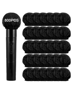 800 Cubiertas de Micrófono Desechables Negras - Tela No Tejida