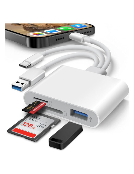 Lector de Tarjetas SD 3 en 1 BKYMPR para iPhone iPad Mac