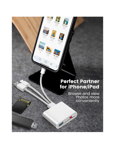 Lector de Tarjetas SD 3 en 1 BKYMPR para iPhone iPad Mac