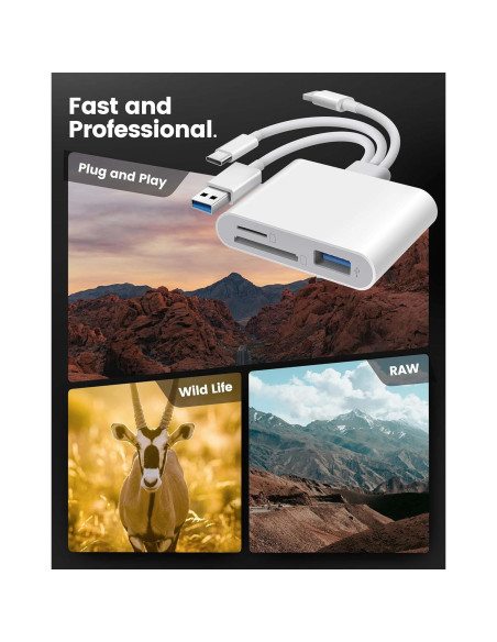 Lector de Tarjetas SD 3 en 1 BKYMPR para iPhone iPad Mac