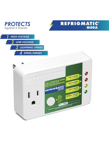 Protector de Voltaje Refrigmatic MEGA 2 en 1 para Refrigeradores 27 Pies