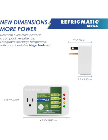 Protector de Voltaje Refrigmatic MEGA 2 en 1 para Refrigeradores 27 Pies