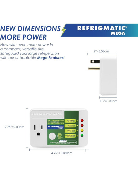 Protector de Voltaje Refrigmatic MEGA 2 en 1 para Refrigeradores 27 Pies