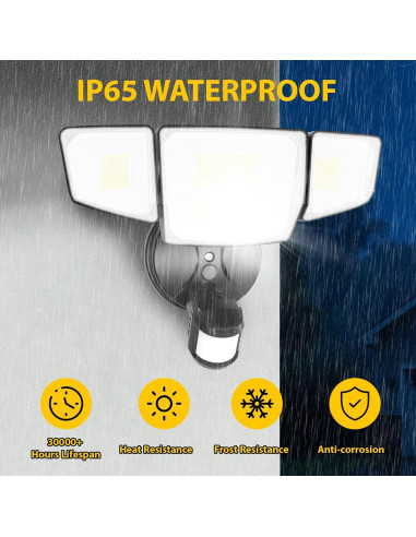 Luz de Seguridad LED 90W Abovizo con Sensor de Movimiento IP65