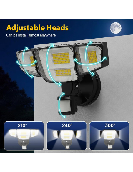 Luz de Seguridad LED 90W Abovizo con Sensor de Movimiento IP65