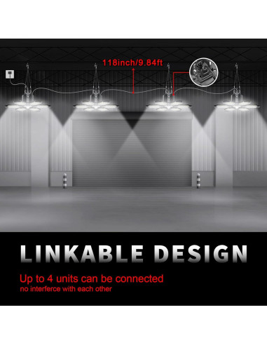 Luz de Garaje con Sensor de Movimiento Hinersound 200W 20000LM