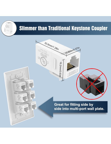 Acoplador Ethernet RJ45 Keystone VCE CAT6 Hembra a Hembra 5-Pack